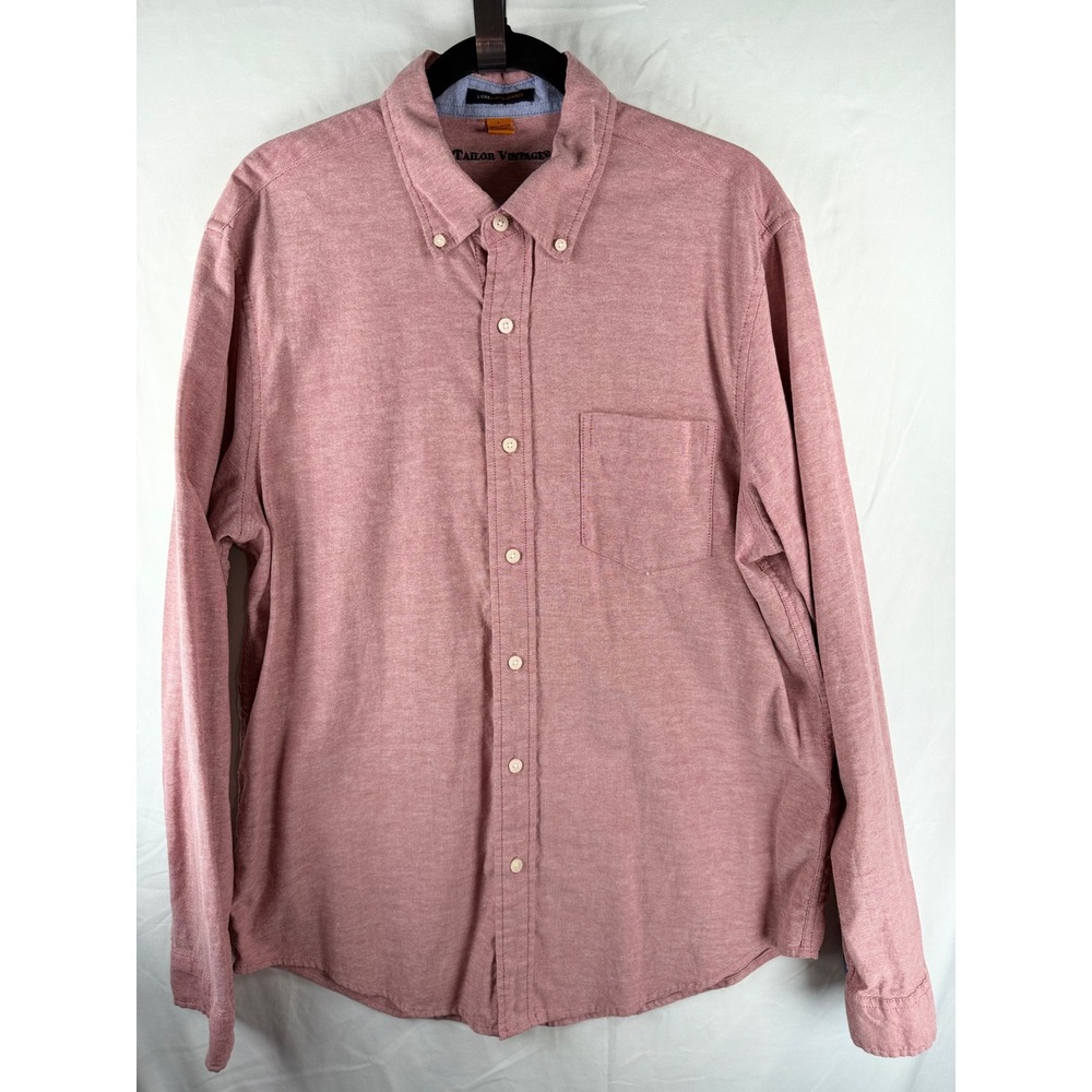 Tailor Vintage Luxe Performance Airotec Shirt Mens Large‎ Red Button Down L/S